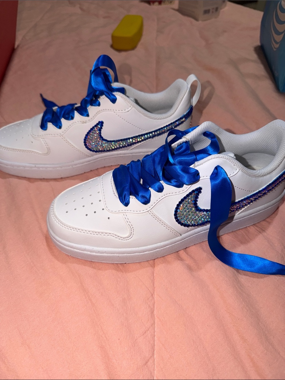 Nike Size 6 Court Borough Low Sneakers with Crystal-Embellished Swoosh - Picture 12 of 14